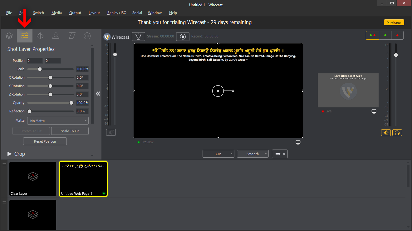 Wirecast shot layer properties